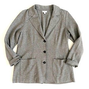 J Jill Women's Gray Knit 3 Button Blazer Jacket M